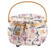 Nähkorb oval Paris beige und grau Nähkorb oval Paris beige und grau