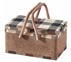Nähkästchen - beige kariert - 29x19x16cm Nähkästchen - beige kariert - 29x19x16cm