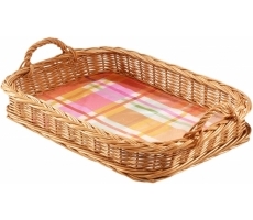 Tablett eckig  gek. Weide/Textil/Folie Tablett eckig  gek. Weide/Textil/Folie