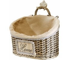 Wandkorb oval Weide grey-washed Textil