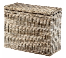 Wäschesortierer grau 3 Fächer Rattan