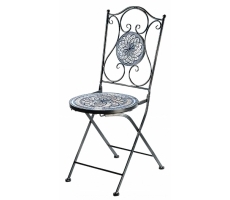 Metallklappstuhl Mosaikoptik weiß blau
