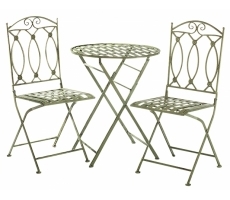 Tischgruppe aus Metall antique green Tischgruppe aus Metall antique green