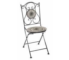 Metallklappstuhl Mosaikoptik weiß grau Metallklappstuhl Mosaikoptik weiß grau