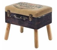 Kofferhocker Leinen Natur Braun