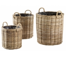 Übertopf Rattan kubu grey Folie S/3 Übertopf Rattan kubu grey Folie S/3
