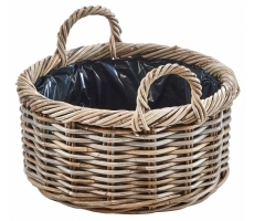Pflanzkorb Rattan rund mit Folie D40cm
