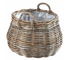 Pflanzkorb rund Rattan mit Folie klein Pflanzkorb rund Rattan mit Folie klein