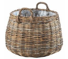 Pflanzkorb rund Rattan mit Folie groß Pflanzkorb rund Rattan mit Folie groß
