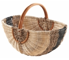 Rattankorb beige mit Seegras olive Rattankorb beige mit Seegras olive