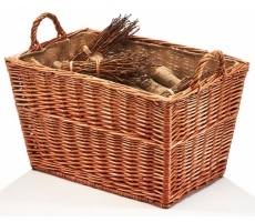Holzkorb eckig aus Weide mit Jute