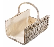 Holzkorb eckig Rattan grau Leinen