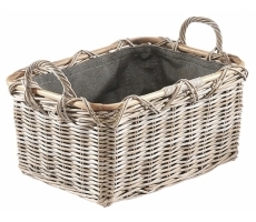 Holzkorb Rattan grey Stoff dunkel Holzkorb Rattan grey Stoff dunkel
