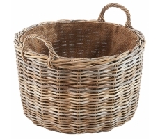 Rattankorb rund grau Leinenstoff Rattankorb rund grau Leinenstoff