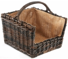 Holztrage Krabu Rattan mit Leinenstoff Holztrage Krabu Rattan mit Leinenstoff