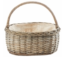 Weidenkorb oval grau mit Textil Weidenkorb oval grau mit Textil