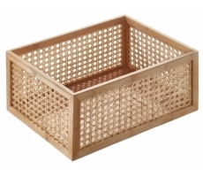 Korb aus Holz und Rattan Gr L