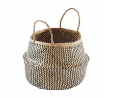 Faltkorb aus Seegras natur schwarz