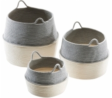 Baumwollkorb faltbar weiß grau S/3