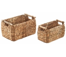 Korb mit Griff aus Wasserhyazinthe S/2