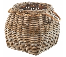 Rattankorb kubu grey mit Seilgriffen Rattankorb kubu grey mit Seilgriffen
