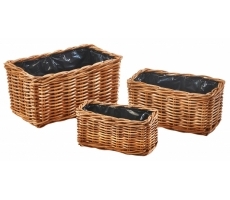 Pflanzkörbchen eckig Rattan lacak S/3 Pflanzkörbchen eckig Rattan lacak S/3