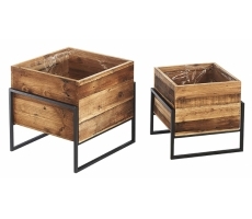 Übertöpfe aus Holz mit Metallgestell S/2 Übertöpfe aus Holz mit Metallgestell S/2