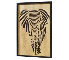 Wandbild Holz ELEFANT schwarz