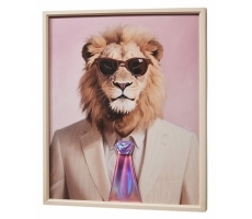 3D Wandbild Leinwand LION mit Krawatte