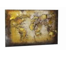 Metall-Wandbild 3D-Optik Weltkarte 108x7