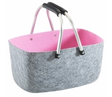 Filzkorb grau rosa m. Aluhenkeln Filzkorb grau rosa m. Aluhenkeln