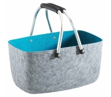Filzkorb grau blau m. Aluhenkeln Filzkorb grau blau m. Aluhenkeln