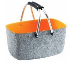 Filzkorb grau orange m. Aluhenkeln Filzkorb grau orange m. Aluhenkeln