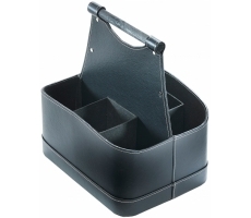 Flaschenkorb Kunstleder schwarz