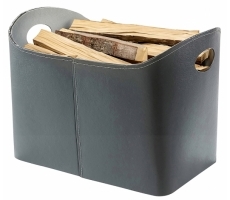 Holzkorb Kunstleder grau Holzkorb Kunstleder grau
